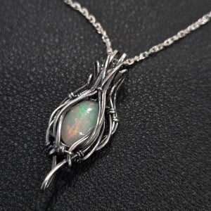 ❤[ONLY ONE]에티 오팔 실버와이어 목걸이🌷, 고위드아뜰리에