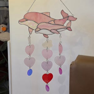 고래 썬캐쳐 스테인드글라스 엄마아기고래 출산선물, 아늑글라스