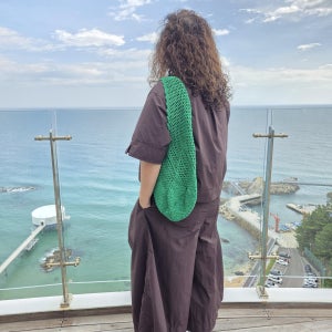 초록색 뜨개가방 가벼운 데일리 네트백, 점빵민빵