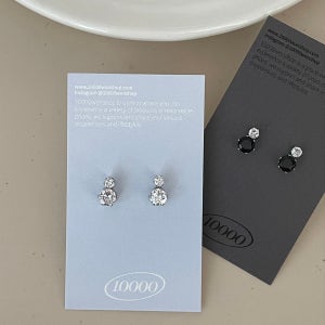[써지컬스틸] 투웨이 트윈 큐빅 귀걸이, 만원샵
