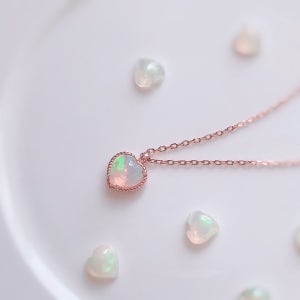 [실버-10월 탄생석] AAA급 천연 오팔 하트 목걸이 화이트데이선물, 로지로제 rosirose