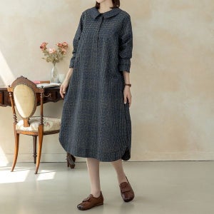 [디얼마미]  로나 지지미 카라 원피스 /마담 미시 중년 여성 빅사이즈 40대 50대