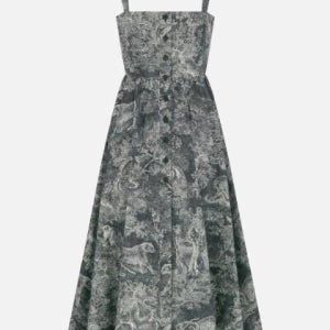 디올 포플린 코세 리비에라 드레스 441D57A3327 5857 441D57A33275857 여성 원피스 미디원피스 미니드레스 로고 레이스 iviera Mid Length Flar