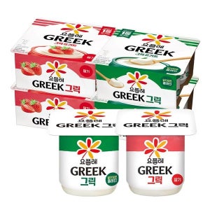 빙그레 요플레 그릭 딸기 80g 8입 + 그릭 달지않은 80g 8입 (총 16입)