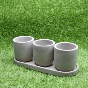 ksr 모던 시멘트 옆이 넓은 화분 원형 3구형