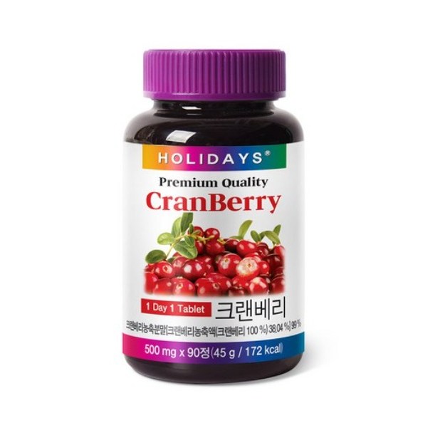홀리데이즈 <b>크랜베리</b> 500mg x 90정, 1개