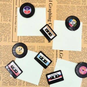 브리스크스타일 빈티지 카세트 테이프 레코드판 자석 4개 세트