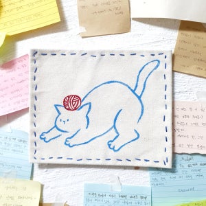 실타래 고양이 미니 패브릭포스터 벽인테리어 그림 내방꾸미기, 김하다