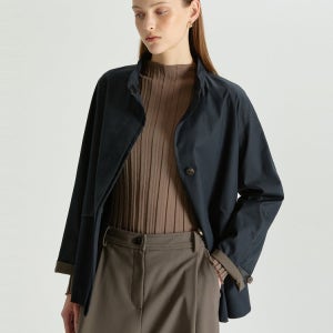 [닥스 여성] 닥스 네이비 스티치 배색 솔리드 트렌치 자켓 DLJA5D920N2