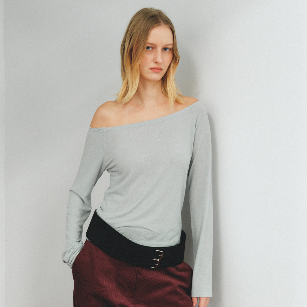 [앤테] LONG SLEEVE OFF-SHOULDER T-SHIRT - LIGHT MINT