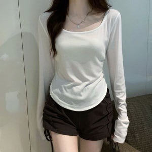 [맘투맘스] (가을신상품 할인/ 주문폭주) 스퀘어넥 슬림 긴팔 티셔츠
