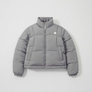 [지젤착용]우먼스 덕키 글로시 다운 숏푸퍼 실버