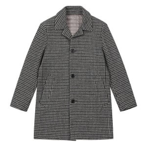 남성 멀티체크 방모 코트 블랙 (A0CC43239)