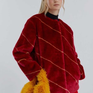 [몰리올리] 마젠타 스트라이프 퍼 자켓_MW4WJK69X MW4WJK69X