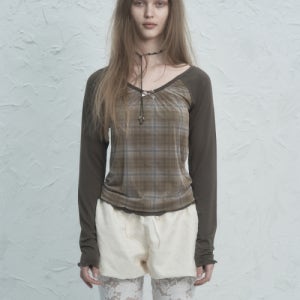 [셋업이엑스이] CHECK LAYERED TOP / KHAKI 25SPRING019EXE