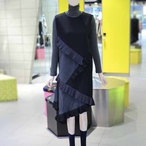 [럭키슈에뜨] 체크 믹스 프릴 원피스 LFDAW24880XXX