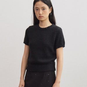 [호와스] BEADED HALF KNIT (BLACK) 3440750