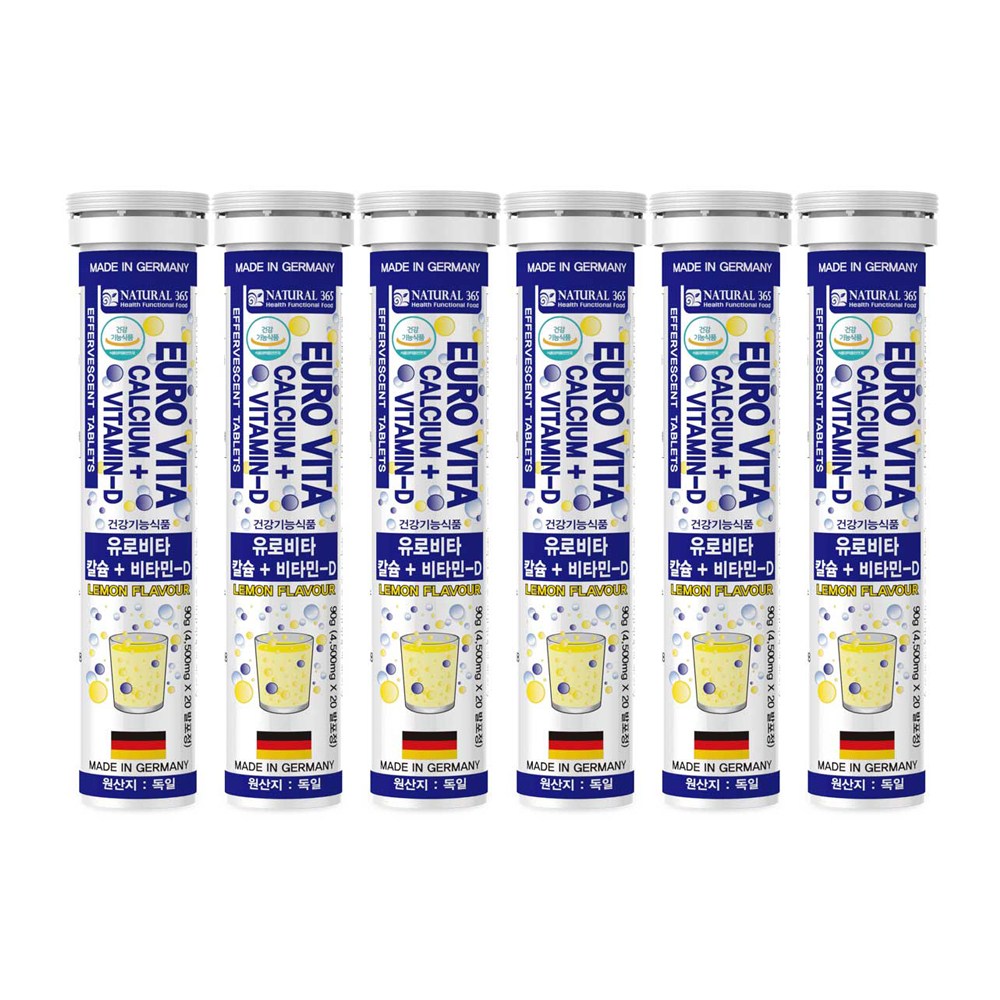 <b>유로비타 칼슘</b> + <b>비타민D</b>  20정  6개