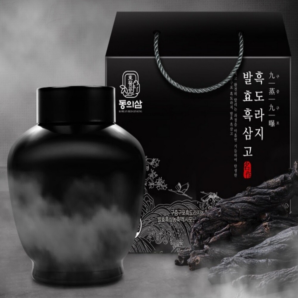 동의삼 비제이마켓 동의삼 가족건강 구증구포 흑도라지 발효흑삼고 500G 기관제케어 식약청인증