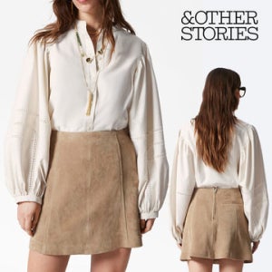 앤아더스토리즈 블라우스 볼륨 소매 티셔츠 아이보리