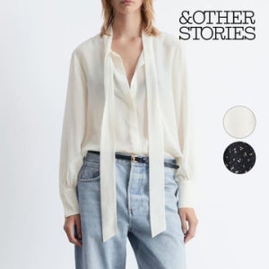 앤아더스토리즈 블라우스 넥타이 실크 티셔츠 2컬러