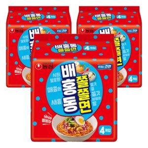 농심 배홍동쫄쫄면 129g, (4입), 3개