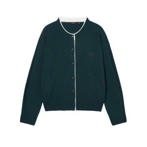 [질스튜어트뉴욕 우먼]  그린 로고 자수 라인 배색 울혼방 가디건 JSSW3D250E3