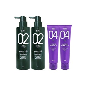아모스 amos  녹차실감 샴푸 500g 2개+컬링 에센스 2X 150ml 2개