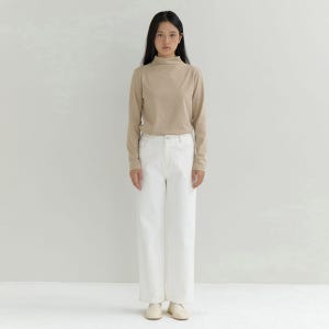 [아유] semi wide denim pants -ivory