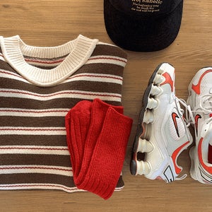 플레이 단가라 배색 니트 (2color)