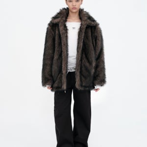 퍼 자켓, 여성 퍼자켓, 미디 퍼자켓, 버클 퍼자켓, 우먼 퍼자켓, 롱 퍼자켓, 퍼 아우터, 믹스 퍼 자켓,Buckle Long Hair Fur Jacket [Brown]