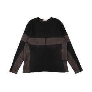 수주산 블랙 듀얼 레이어드 울 코튼 저지 롱 슬리브 티셔츠 2075WC-544