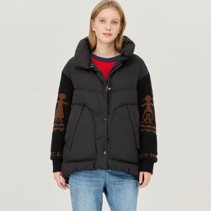 [베네통]2024 WINTER 프렌즈 니트 덕 다운 패딩 BAPDF6461BK