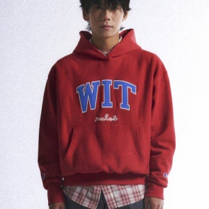 [챔피온] 챔피온 X 빠더너스 리버스위브 WIT 로고 후드 티셔츠 Red CHPU252CCHT051RD