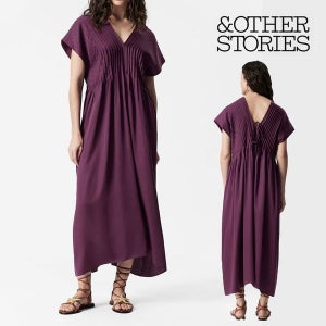 앤아더스토리즈 원피스 돌만 플리츠 드레스 퍼플