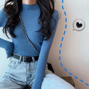 [맘투맘스] (가을신상품 할인/ 주문폭주) 골지 미드넥 슬림 티셔츠