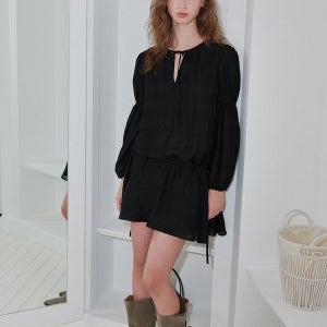 [오앨] DRAPE TIE MINI DRESS_BLACK_OL25FLOP05BKF