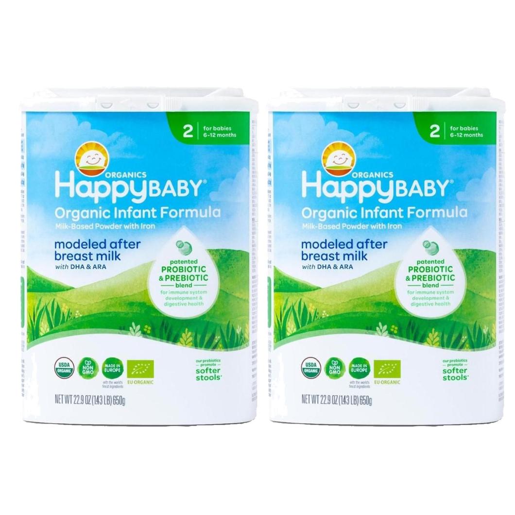 Happy Baby Organics Stage 2 A2 Infant Formula 해피 베이비 <b>오가닉스</b> 2단계 A2 유아 분유 650g  2개