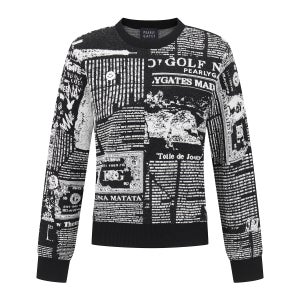 [파리게이츠]여성 스마일 뉴스페이퍼 자카드 긴팔 니트 Z3172500035