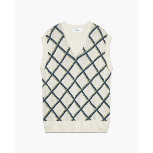 PALMES Argyle Knitted Vest - Off White