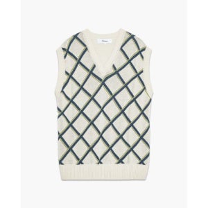 PALMES Argyle Knitted Vest - Off White