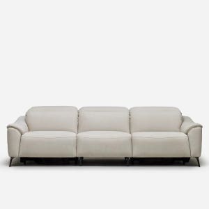 MVME 포지 패브릭 리클라이너 소파 4인 크림베이지