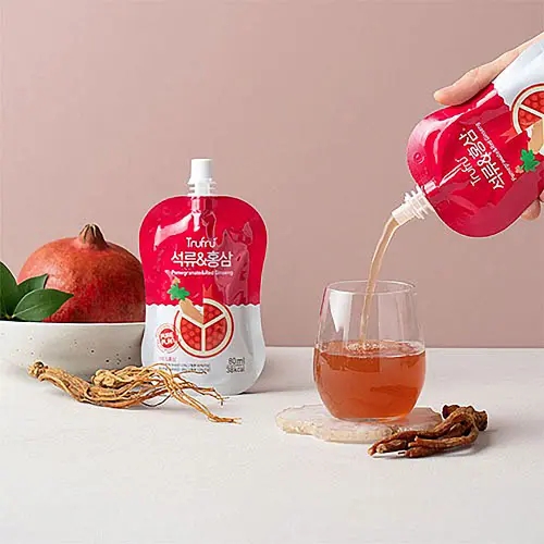 전남사회적경제쇼핑몰 녹색<b>나눔</b> 석류와 <b>홍삼</b>을 통째로 석류즙 <b>홍삼</b>즙 80ml 파우치 15포