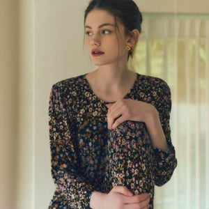 [롯데백화점] 와코루 여유있는 핏 모달 스판 리버티 잔꽃 패턴 여성 실내복 홈웨어 원피스 WGN377W LE1220254617