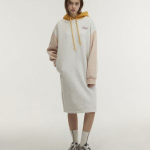 [비트윈에이앤비] 후드 롱저지 기모 원피스 [라이트 그레이] AB3YDR02GY