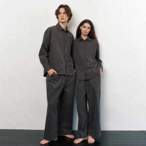 [아템포] FIRST  PAJAMA COUPLE SET_charcoal taupe