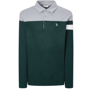 [헤지스 골프] [LF몰 단독][ONLINE EXCLUSIVE]그린 남성 기모 컬러블록 카라 티셔츠 HUTS5D901E3