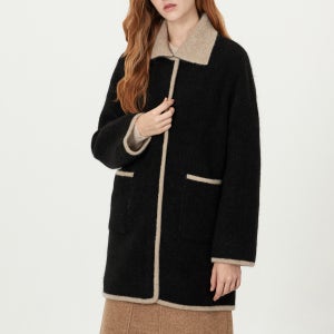 [키이스] 모헤어 혼방 배색 코트 KE24W6FRCC199