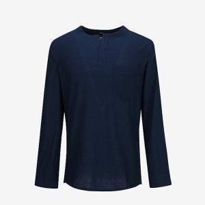 남성 헨리넥 원포켓 셔츠 (NAVY)