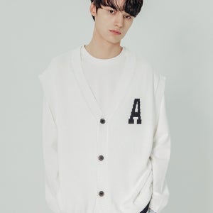 남성 립 포인트 니트 베스트 (O-WHITE)